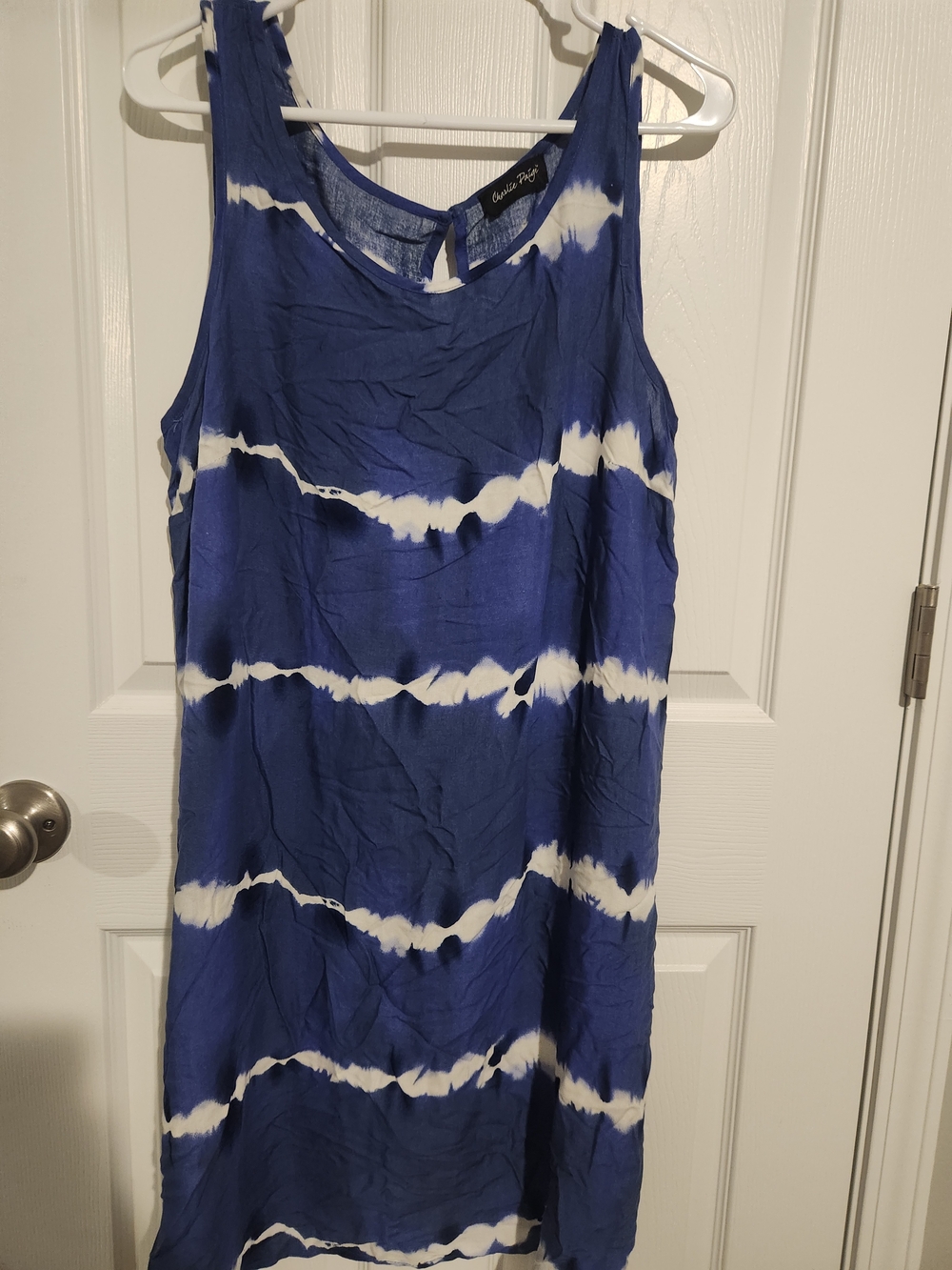 Charlie Paige Blue and White Tie-Dye Sleeveless Dress